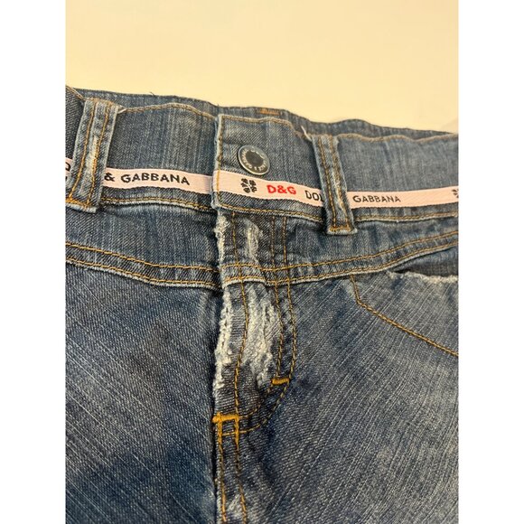 D&G Dolce & Gabbana Womens Distressed Denim Mini Skirt With Frayed Hem Size M - Picture 3 of 9